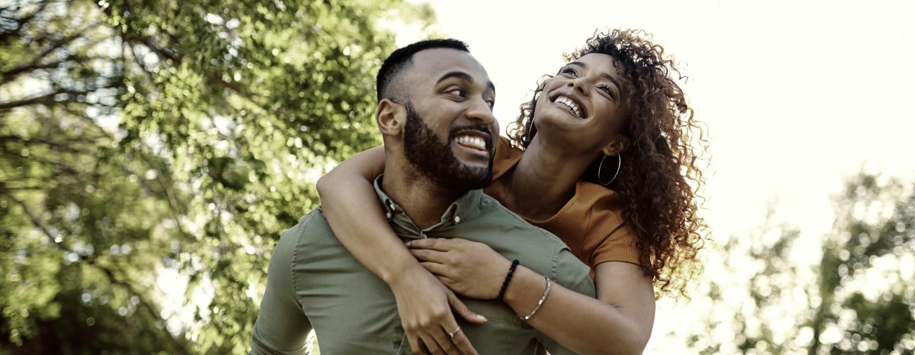 a man and woman embracing